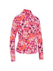 Callaway Apparel Pink Geometric Floral Print Sun Protection Top - Image 1 of 2