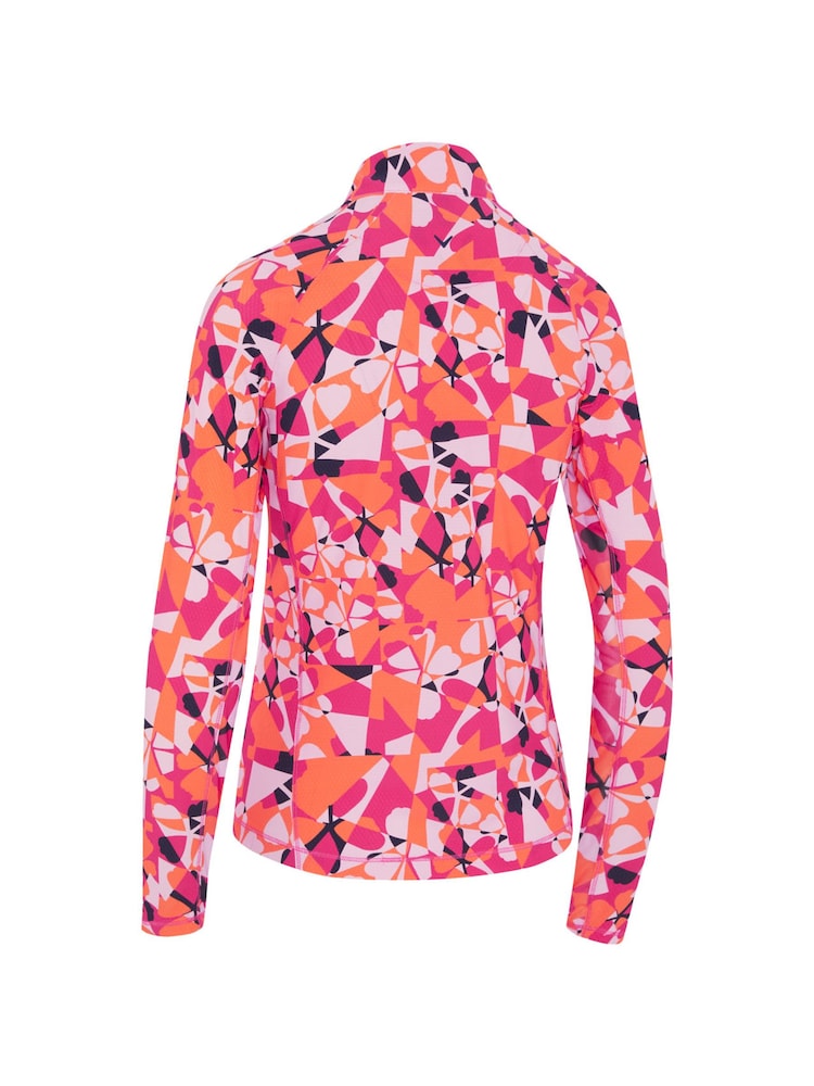 Callaway Apparel Pink Geometric Floral Print Sun Protection Top - Image 2 of 2