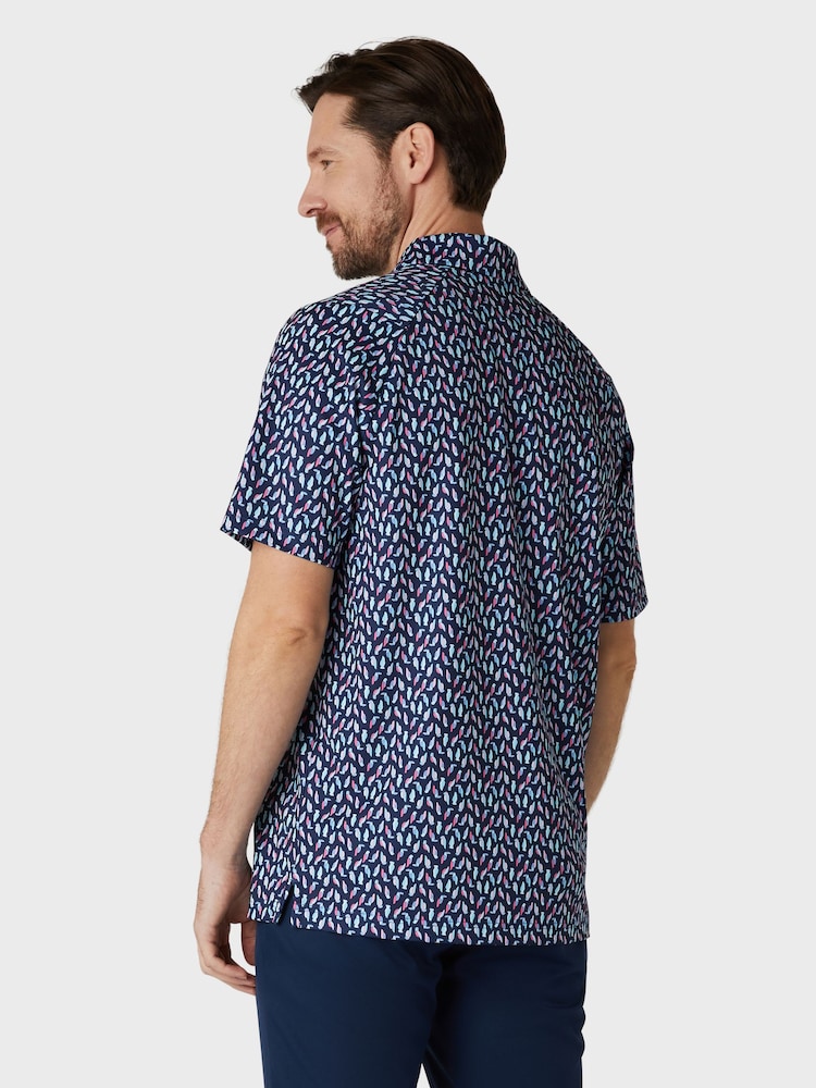Callaway Apparel Blue Novelty Parrot Print Polo Shirt - Image 2 of 5