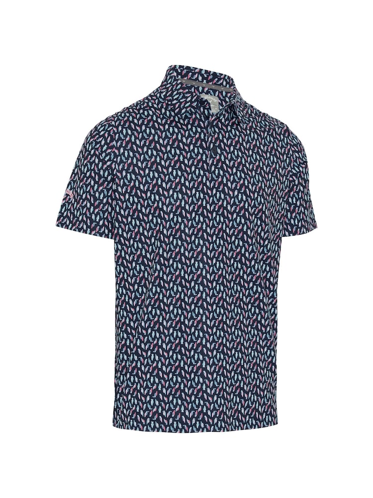 Callaway Apparel Blue Novelty Parrot Print Polo Shirt - Image 4 of 5