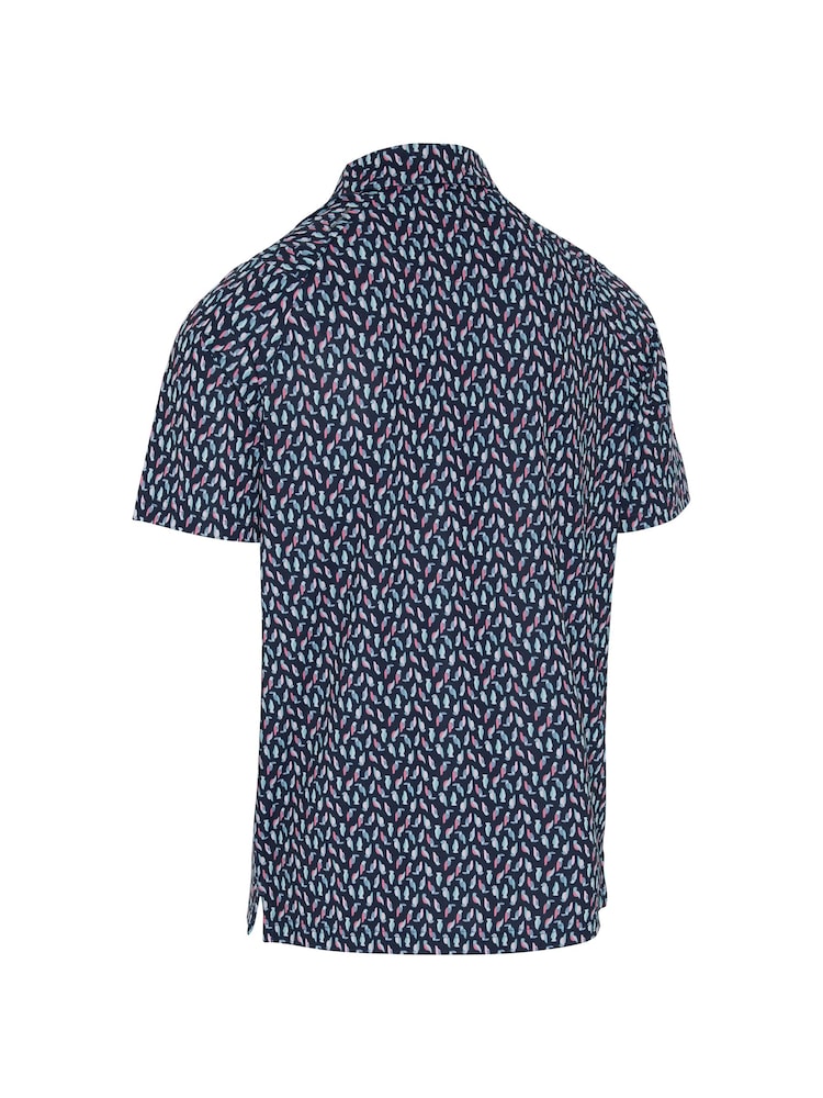 Callaway Apparel Blue Novelty Parrot Print Polo Shirt - Image 5 of 5