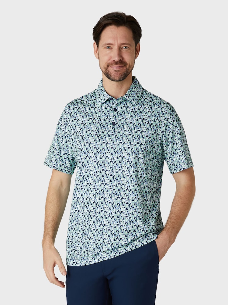 Callaway Apparel Poloshirt mit abstraktem Geo-Print, Blau - Bild 1 von 5