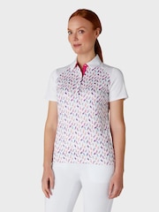 Callaway Apparel Parrot Print Novelty White Polo Shirt - Image 1 of 5