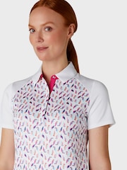 Callaway Apparel Parrot Print Novelty White Polo Shirt - Image 3 of 5