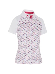 Callaway Apparel Parrot Print Novelty White Polo Shirt - Image 4 of 5