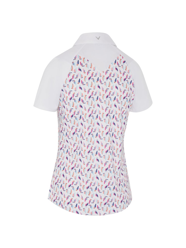 Callaway Apparel Parrot Print Novelty White Polo Shirt - Image 5 of 5