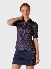 Callaway Apparel Blue Chev Inspired Print Short Sleeve Polo Shirt - Imagen 1 de 5
