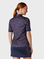 Callaway Apparel Blue Chev Inspired Print Short Sleeve Polo Shirt - Imagen 2 de 5