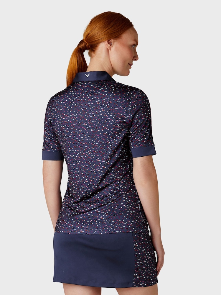 Callaway Apparel Blue Chev Inspired Print Short Sleeve Polo Shirt - Imagen 2 de 5