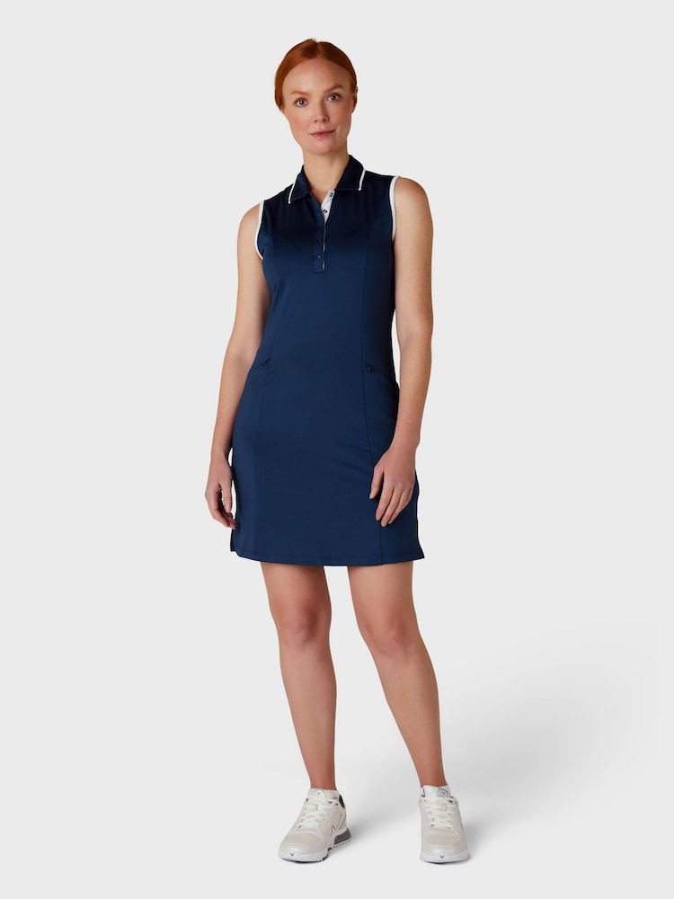 Callaway Apparel Blue Sleeveless Dress Featuring Removeable Shorts - Image 1 of 5