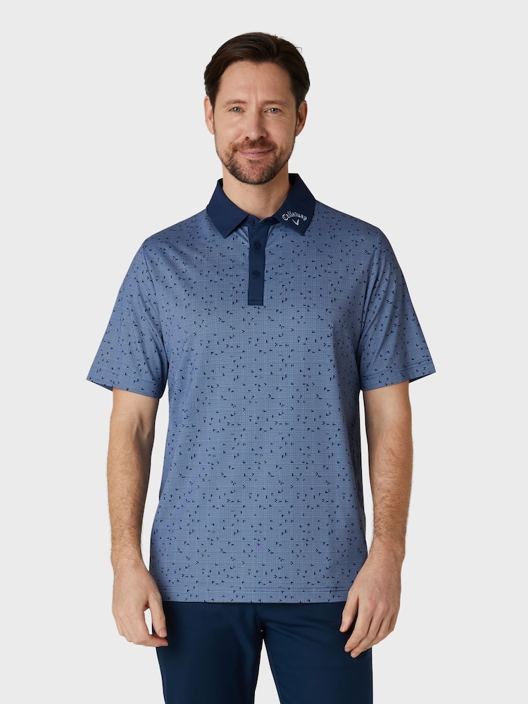 Callaway Apparel Damen blaues Poloshirt mit durchgehendem Muster - Bild 1 von 5