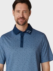 Callaway Apparel Damen blaues Poloshirt mit durchgehendem Muster - Bild 3 von 5