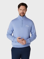 Callaway Apparel Blue Merino Blend Quarter Zip Callaway And Odyssey Logo Sweater - Image 1 of 6