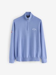 Callaway Apparel Blue Merino Blend Quarter Zip Callaway And Odyssey Logo Sweater - Image 6 of 6