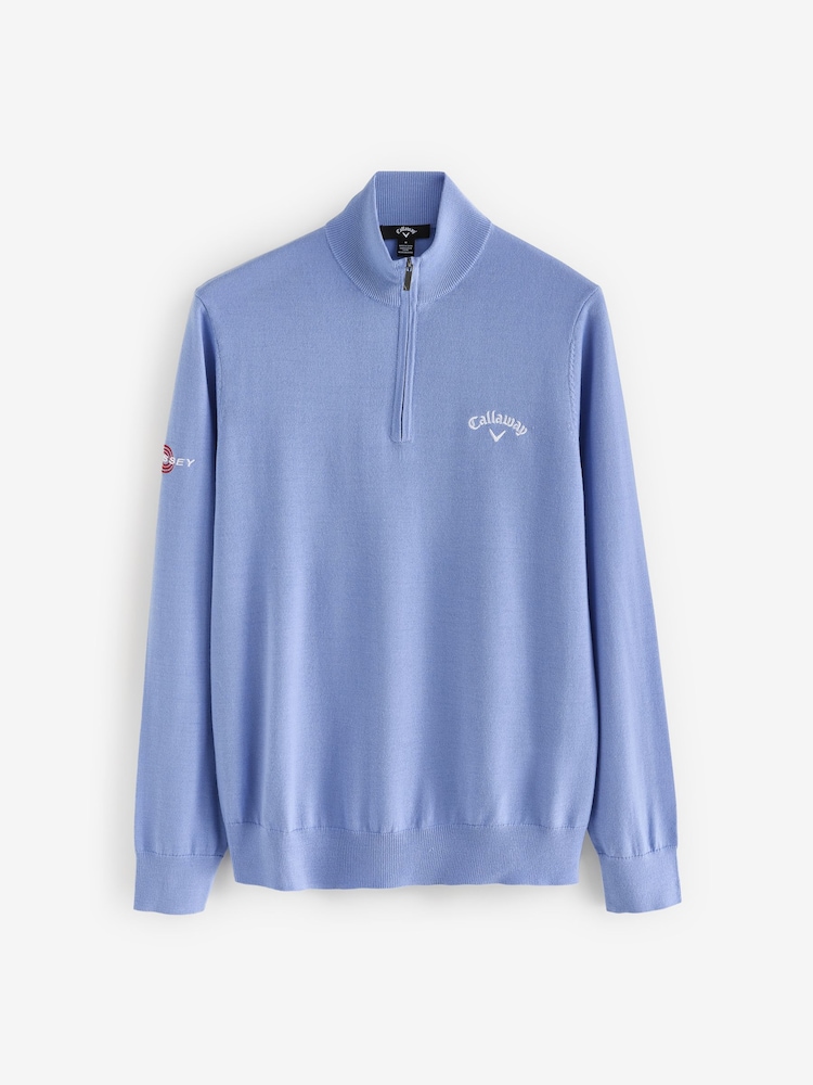 Callaway Apparel Blue Merino Blend Quarter Zip Callaway And Odyssey Logo Sweater - Image 6 of 6