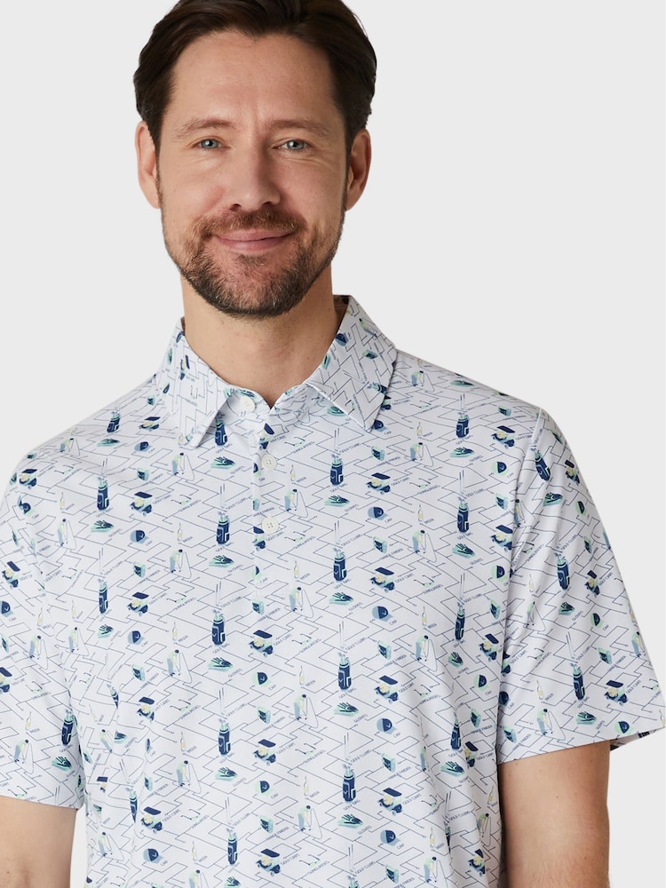 Callaway Apparel Novelty Golf Essentials Print White Polo Shirt - Image 3 of 5