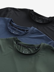 Black/Navy Blue/Khaki Green - Active Gym and Training Textured T-Shirt 3 Pack - Изображение 15 из 15