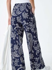 Roman Blue Paisley Print Textured Jersey Trousers - Image 3 of 5