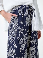 Roman Blue Paisley Print Textured Jersey Trousers - Image 5 of 5