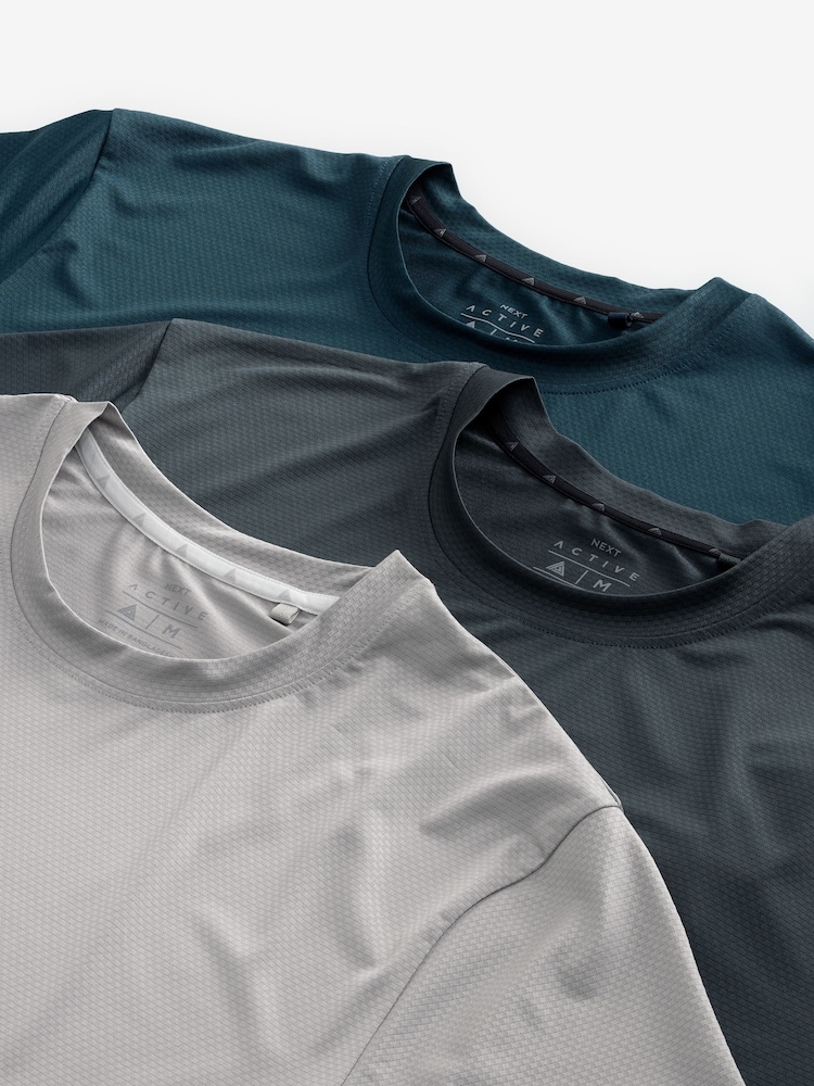 Ardoise/bleu sarcelle/gris - Lot de 3 t-shirts texturés Active Gym and Training - Image 2 de 15