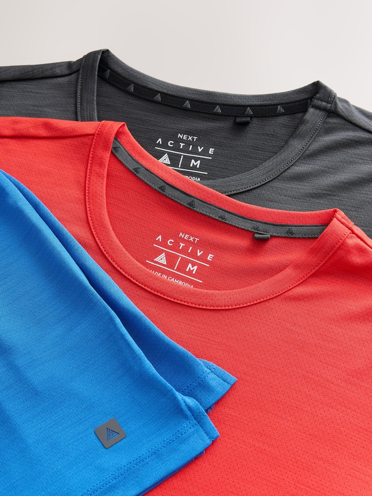 Charcoal Grey/Red/Blue Active Gym Training T-Shirt - Image 6 of 6 Charcoal Grey/Red/Blue Active Gym Training T-Shirt - Image 6 of 6