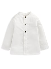 Mamas & Papas Grandad Collar Smart 100% Cotton White Shirt - Image 2 of 3
