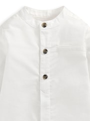 Mamas & Papas Grandad Collar Smart 100% Cotton White Shirt - Image 3 of 3