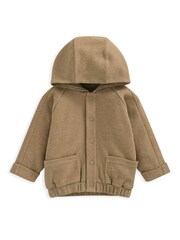 Mamas & Papas Waffle 100% Cotton Bomber Brown Hoodie - Image 2 of 3