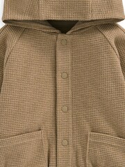 Mamas & Papas Waffle 100% Cotton Bomber Brown Hoodie - Image 3 of 3