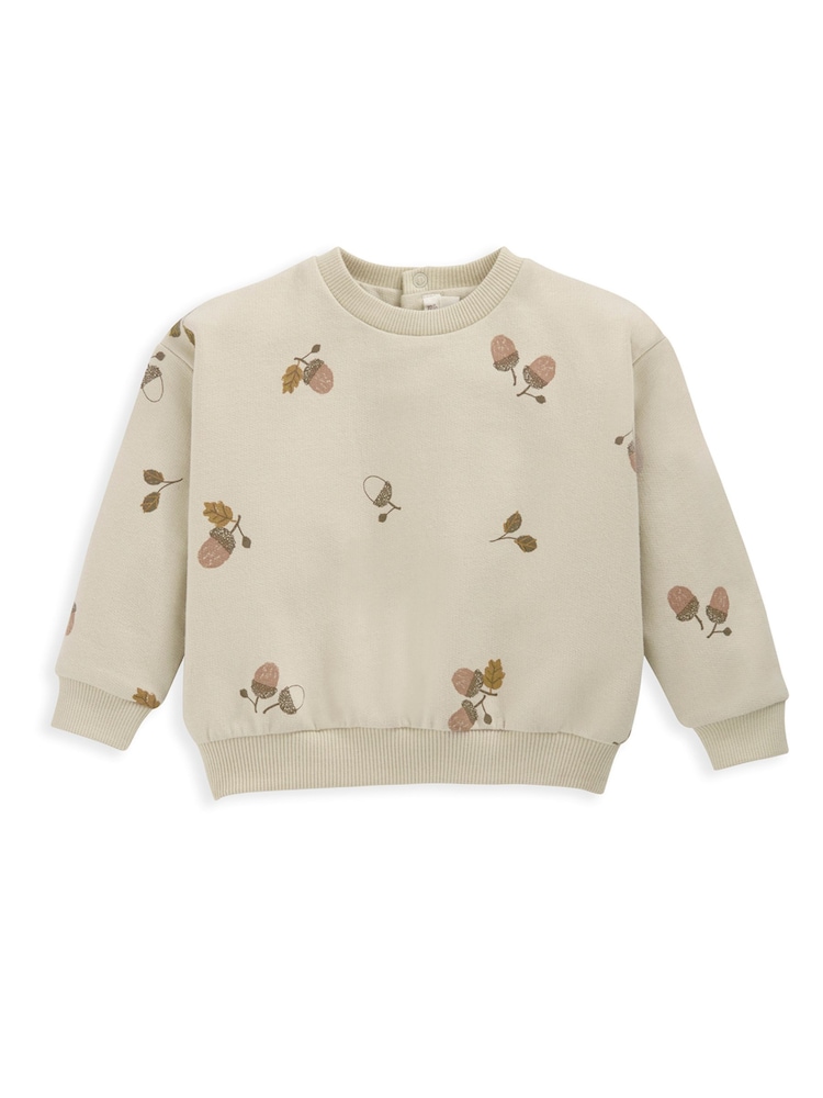 Mamas & Papas Cream Acorn potisk; vzorec zgornji del trenirke; majica za treniranje - Slika 2 iz 3 Mamas & Papas Cream Acorn potisk; vzorec zgornji del trenirke; majica za treniranje - Slika 2 iz 3