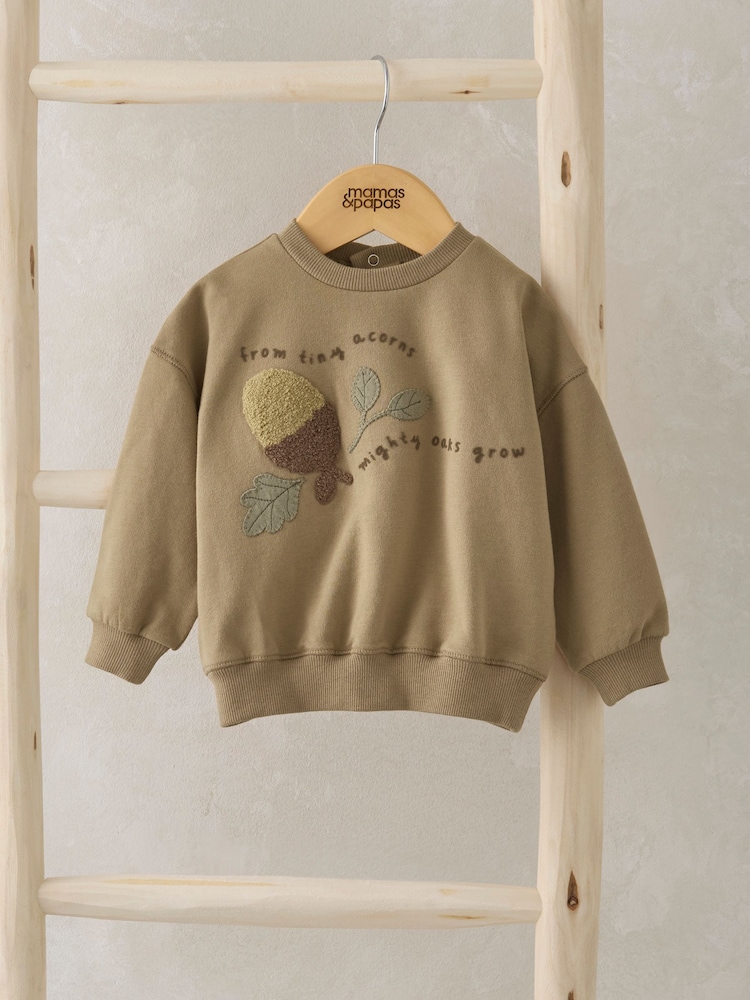 Mamas & Papas Acorn Placement Brown Sweatshirt - Image 1 of 3