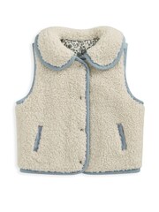 Mamas & Papas Reversible Floral Borg White Gilet - Image 2 of 3