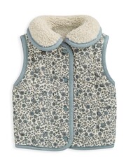 Mamas & Papas Reversible Floral Borg White Gilet - Image 3 of 3