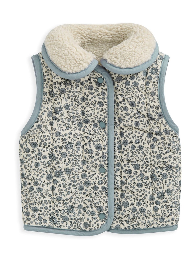Mamas & Papas Reversible Floral Borg White Gilet - Image 3 of 3