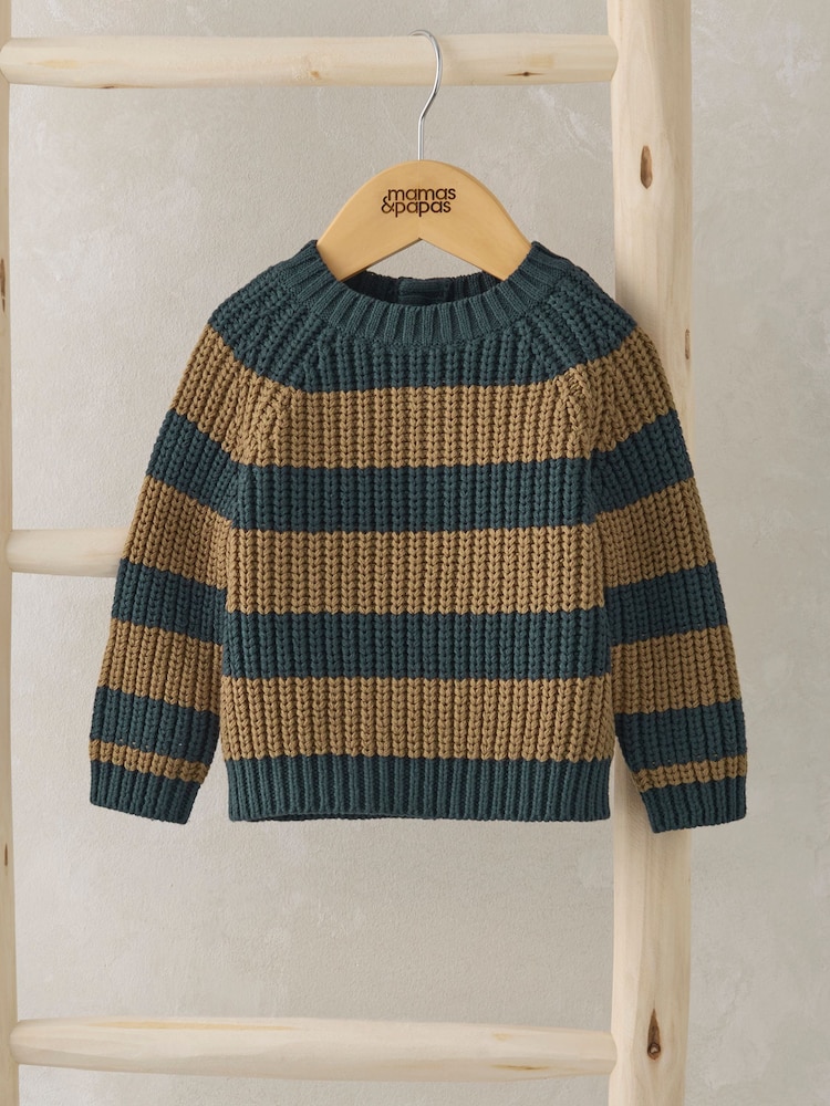 Mamas & Papas modra Chunky Knitted črtast; progast pulover - Slika 1 iz 3