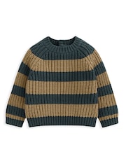 Mamas & Papas modra Chunky Knitted črtast; progast pulover - Slika 2 iz 3