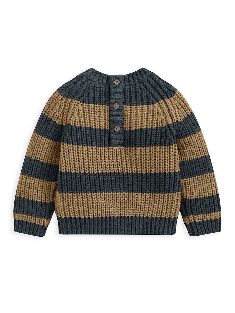 Mamas & Papas modra Chunky Knitted črtast; progast pulover - Slika 3 iz 3