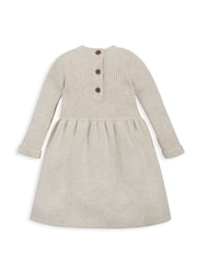 Mamas & Papas Cream Knitted Bow 100% Cotton Dress - Image 2 of 2