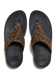 FitFlop Lulu Suede Leopard Toe-Post Sandals - תמונה 3 מתוך 5