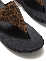 FitFlop Brown Lulu Suede Leopard Toe-Post Sandals - Image 6 of 6