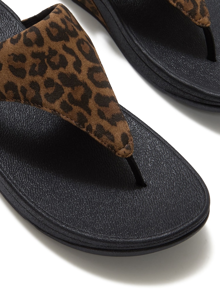 FitFlop Brown Lulu Suede Leopard Toe-Post Sandals - Image 6 of 6 FitFlop Brown Lulu Suede Leopard Toe-Post Sandals - Image 6 of 6