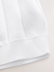 White 100% Cotton Knitted Zip Neck Polo Shirt (3-16yrs) - Image 4 of 4
