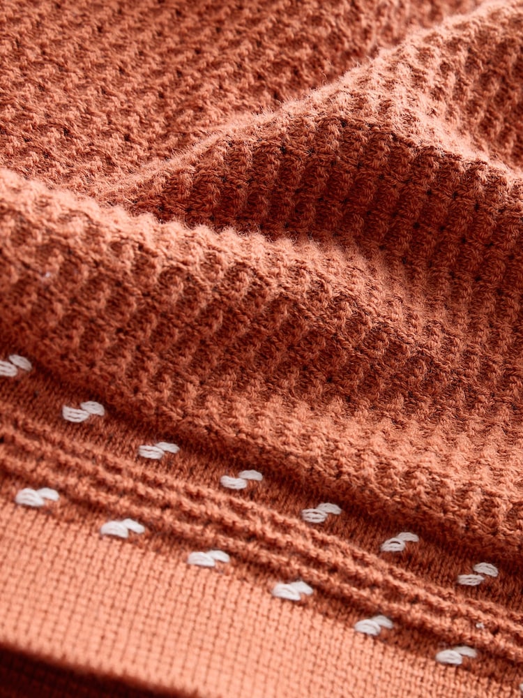 Rust Brown 100% Cotton Short Sleeve Knitted Polo Shirt (3-16yrs) - Image 4 of 4