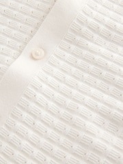 Ecru White Short Sleeve Knitted Button Through 100% Cotton Polo Shirt (3-16yrs) - Image 6 of 7