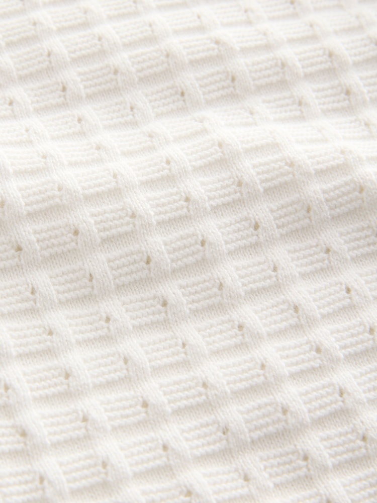 Ecru White Short Sleeve Knitted Button Through 100% Cotton Polo Shirt (3-16yrs) - Image 7 of 7