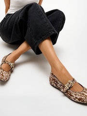 FitFlop Brown Delicato Leather Pony Hair Mary Janes - Image 2 of 6