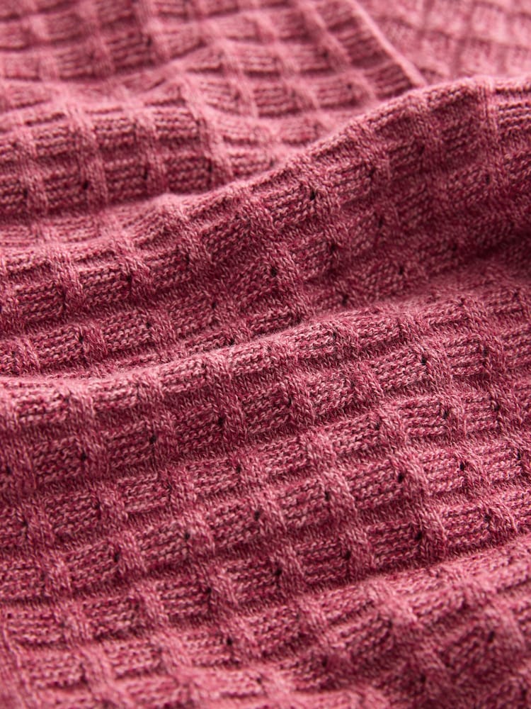 Burgundy Red Short Sleeve Knitted Button Through 100% Cotton Polo Shirt (3-16yrs) - Image 4 of 4