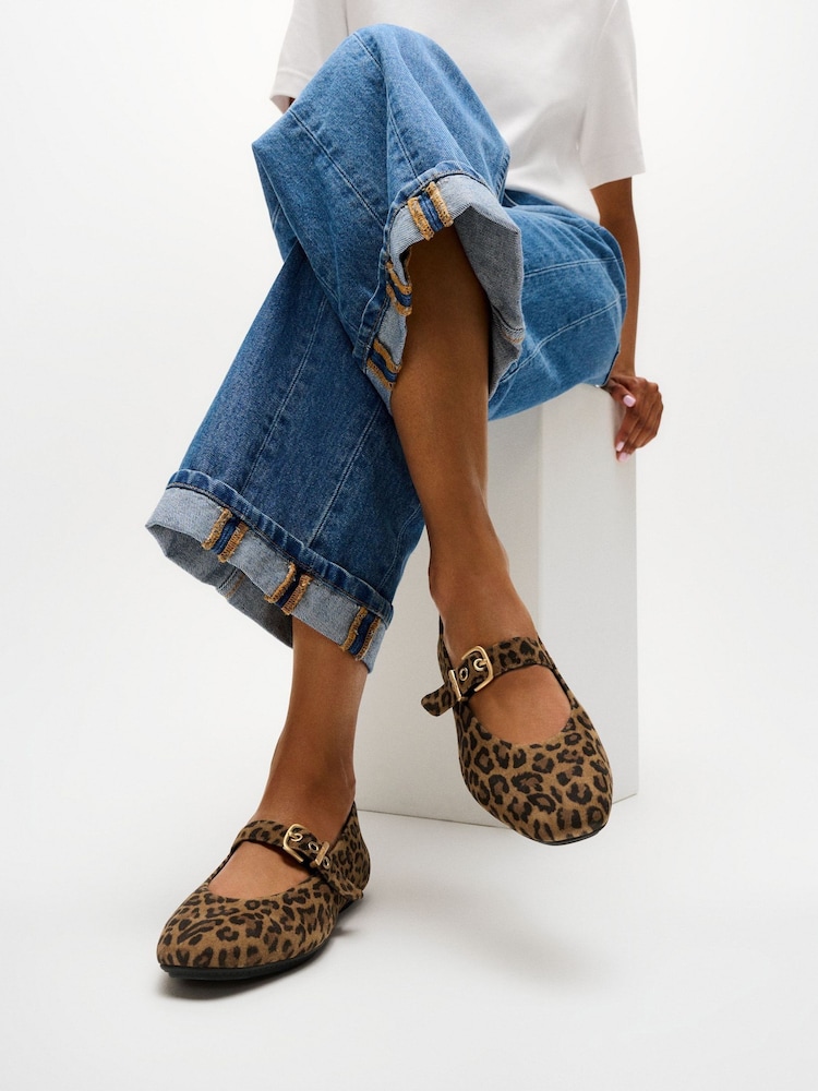 FitFlop Brown Delicato Suede Leopard Mary Janes Shoes - Image 2 of 6 FitFlop Brown Delicato Suede Leopard Mary Janes Shoes - Image 2 of 6