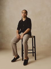 Black Button Through Short Sleeve Knitted Polo Shirt (3-16yrs) - Image 4 of 7