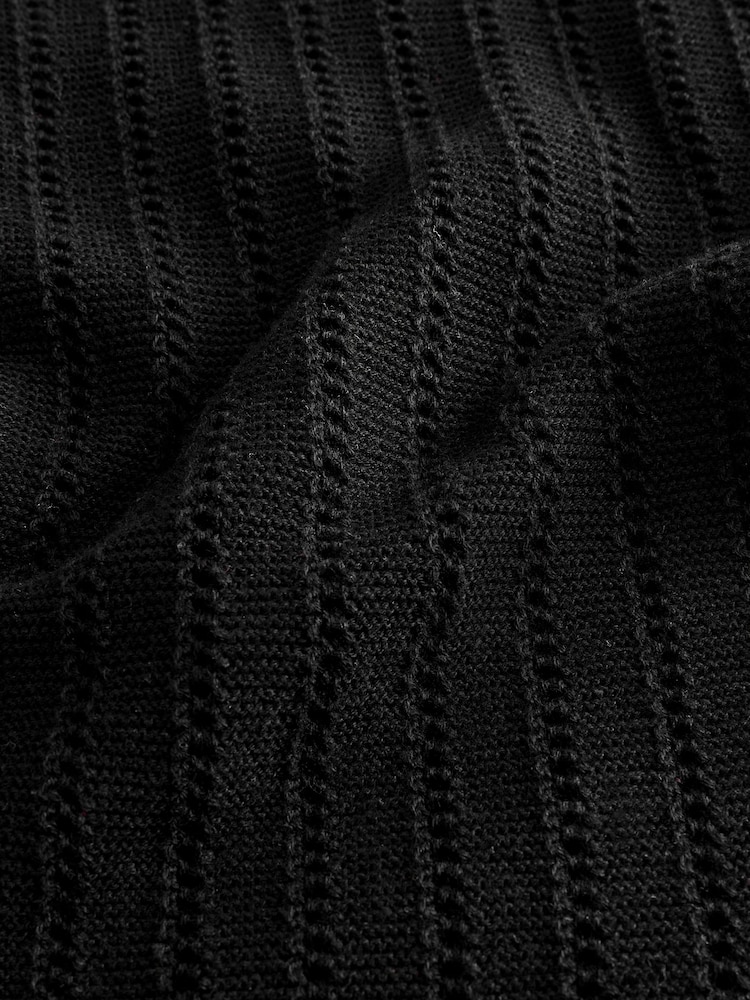 Black Button Through Short Sleeve Knitted Polo Shirt (3-16yrs) - Image 7 of 7